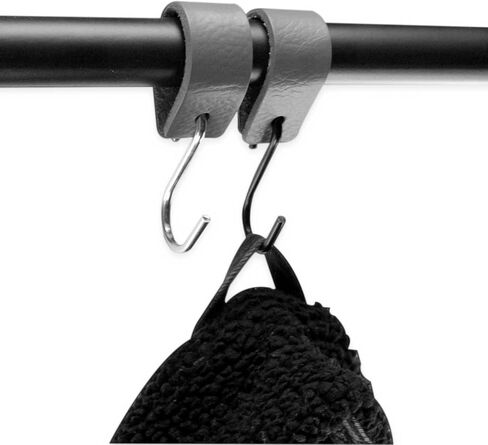 Brute Strength - Multifunctional Leather S-Hooks - Gray - 12 Pieces - S Shaped Hooks - Coat Hook - Leather Hooks - Leather s Hooks - Black s Hooks - Kitchen Hooks in Saudi Arabia