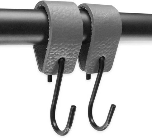 Brute Strength - Multifunctional Leather S-Hooks - Gray - 12 Pieces - S Shaped Hooks - Coat Hook - Leather Hooks - Leather s Hooks - Black s Hooks - Kitchen Hooks in Saudi Arabia