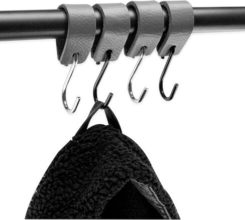 Brute Strength - Multifunctional Leather S-Hooks - Gray - 12 Pieces - S Shaped Hooks - Coat Hook - Leather Hooks - Leather s Hooks - Black s Hooks - Kitchen Hooks in Saudi Arabia