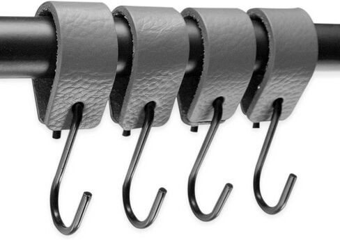 Brute Strength - Multifunctional Leather S-Hooks - Gray - 12 Pieces - S Shaped Hooks - Coat Hook - Leather Hooks - Leather s Hooks - Black s Hooks - Kitchen Hooks in Saudi Arabia
