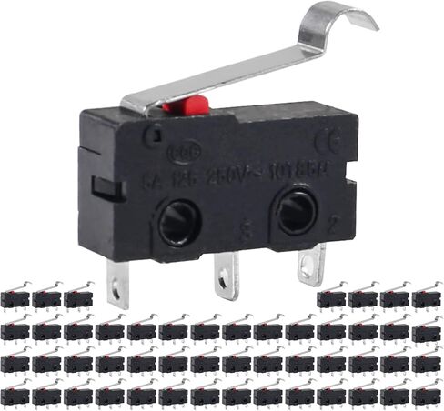 50PCS Micro Limit Switch Normally Open Close Limit Switch KW12-3 AC 250V 5A SPDT 1NO 1NC Micro Switch with Roller Lever Arm Black (with Curved Handle) in Kuwait