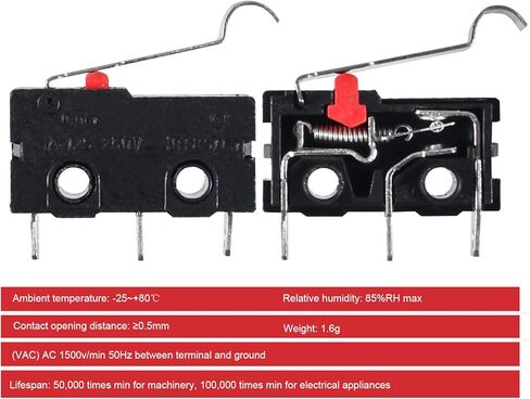 50PCS Micro Limit Switch Normally Open Close Limit Switch KW12-3 AC 250V 5A SPDT 1NO 1NC Micro Switch with Roller Lever Arm Black (with Curved Handle) in Kuwait