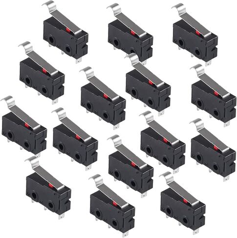50PCS Micro Limit Switch Normally Open Close Limit Switch KW12-3 AC 250V 5A SPDT 1NO 1NC Micro Switch with Roller Lever Arm Black (with Curved Handle) in Kuwait