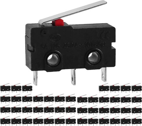 50PCS Micro Limit Switch Normally Open Close Limit Switch KW12-3 AC 250V 5A SPDT 1NO 1NC Micro Switch with Roller Lever Arm Black (with Curved Handle) in Kuwait