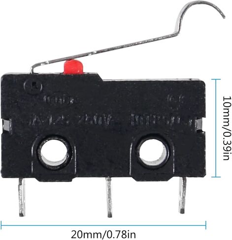 50PCS Micro Limit Switch Normally Open Close Limit Switch KW12-3 AC 250V 5A SPDT 1NO 1NC Micro Switch with Roller Lever Arm Black (with Curved Handle) in Kuwait