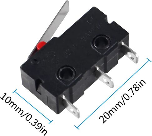 50PCS Micro Limit Switch Normally Open Close Limit Switch KW12-3 AC 250V 5A SPDT 1NO 1NC Micro Switch with Roller Lever Arm Black (with Curved Handle) in Kuwait