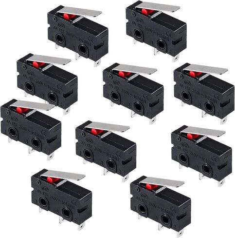 50PCS Micro Limit Switch Normally Open Close Limit Switch KW12-3 AC 250V 5A SPDT 1NO 1NC Micro Switch with Roller Lever Arm Black (with Curved Handle) in Kuwait