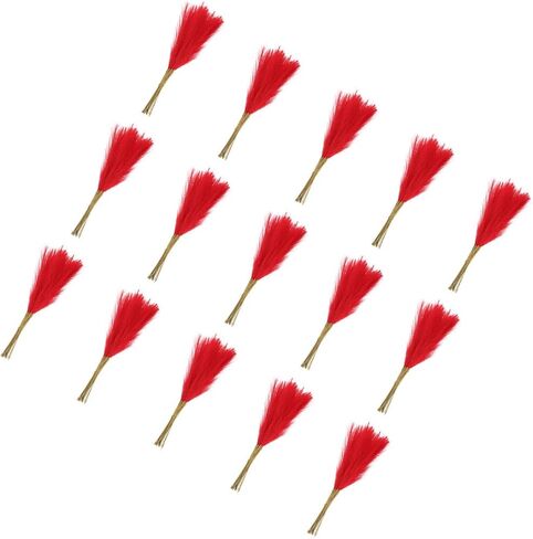 Pampas Artificial Grass - 15 Pack Fake Faux Pampas Grass Fits for Wedding Decorate DIY Crafts - Polyester Artificial Grass - (21", Red) in Kuwait