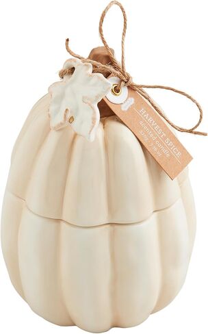 Mud Pie Ceramic Pumpkin Candle, White, 7 3/4 oz in Saudi Arabia