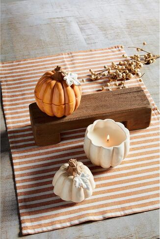Mud Pie Ceramic Pumpkin Candle, White, 7 3/4 oz in Saudi Arabia