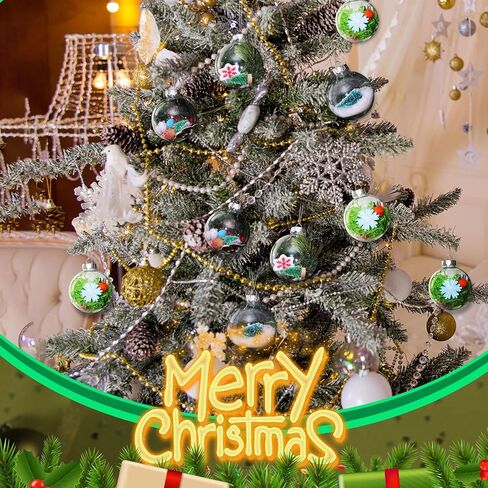 Wettarn 50 Pcs Clear Christmas Ornaments Balls Plastic Fillable Ornament for DIY Crafts Decoration Hanging Transparent Balls with Lid and Rope for Xmas Tree New Year Wedding Party Decor (3.15 Inch) in Kuwait