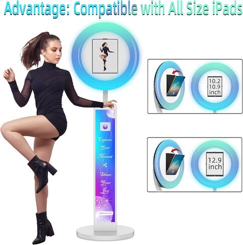 Photo Booth Compatible with Any Ipad, OHYEAHSPIN Photo Booth with Software APP Control Ring Box, Music Sync,IPad Selfie Machine with Flight Case in Kuwait