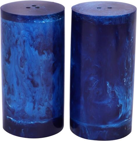 Wonderlist Handicrafts Vintage Horn/Mother Of Pearl/Polyresin Salt And Pepper Shakers Each Set Is Unique! For Medieval & Fantasy Bar Or Kitchen Table Décor Gifts (Polyresin-Blue) in Saudi Arabia