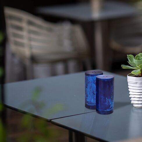 Wonderlist Handicrafts Vintage Horn/Mother Of Pearl/Polyresin Salt And Pepper Shakers Each Set Is Unique! For Medieval & Fantasy Bar Or Kitchen Table Décor Gifts (Polyresin-Blue) in Saudi Arabia