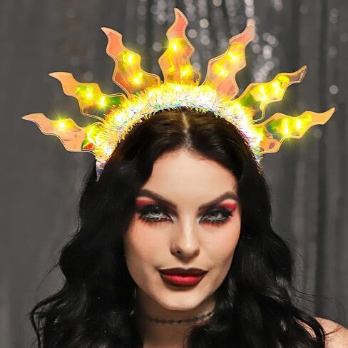 عصابة رأس JAKAWIN Ligh Up Flame Headband LED Fire Hair Band أزياء متوهجة عصابات رأس رائعة للنساء in Kuwait