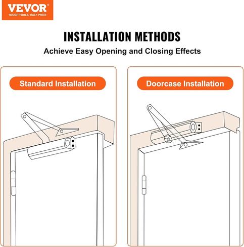 VEVOR باب أقرب، باب أوتوماتيكي أقرب تجاريًا أو منزليًا، حجم قابل للتعديل عازلة أبواب هيدروليكية غلق أبواب شديدة التحمل، هيكل من الألومنيوم المصبوب، سهل التركيب، أسود in Kuwait