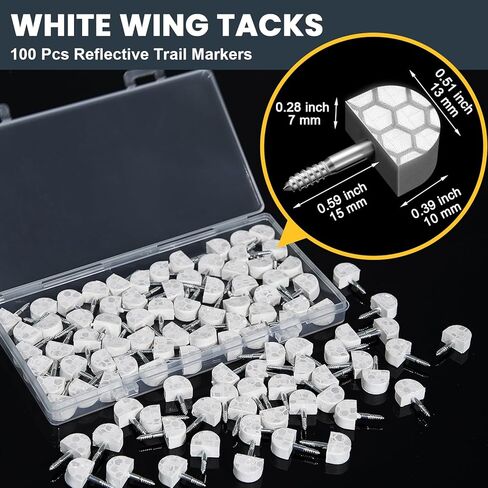 Amylove 100 Pieces White Reflective Wing Tacks Trail Tacks Glow Tacks Trail Marking Tacks Reflective Tacks Trail Markers for Hiking Hunting Camping Outdoor in Kuwait