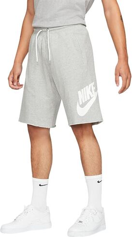 شورت Nike رجالي Aw77 French Terry Alumni (رمادي/أبيض، كبير) in Saudi Arabia
