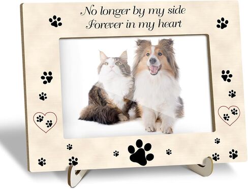 Wooden Photo Frame with Stand, Pet Paw Print Meow Tabletop Picture Frame, Home Display Supplies, Gift for Her Him, Party Favor for Cat Owner, Kitten Lover, 4" X 6" Photo -35 in Kuwait