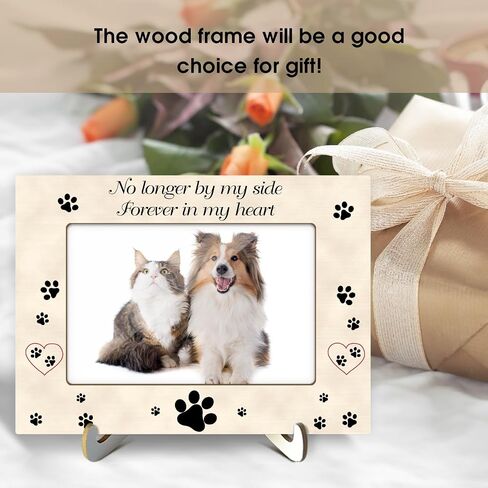 Wooden Photo Frame with Stand, Pet Paw Print Meow Tabletop Picture Frame, Home Display Supplies, Gift for Her Him, Party Favor for Cat Owner, Kitten Lover, 4" X 6" Photo -35 in Kuwait