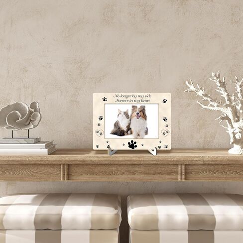 Wooden Photo Frame with Stand, Pet Paw Print Meow Tabletop Picture Frame, Home Display Supplies, Gift for Her Him, Party Favor for Cat Owner, Kitten Lover, 4" X 6" Photo -35 in Kuwait