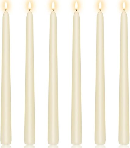KORCCI Ivory Taper Candles 10 Inch - Set of 6 Long Candles, 8 Hours Long Burning, Smokeless & Unscented & Dripless, for Weddings, Birthdays, Dinner Parties, Rituals, Prayer, Birthdays, Meditation in Saudi Arabia