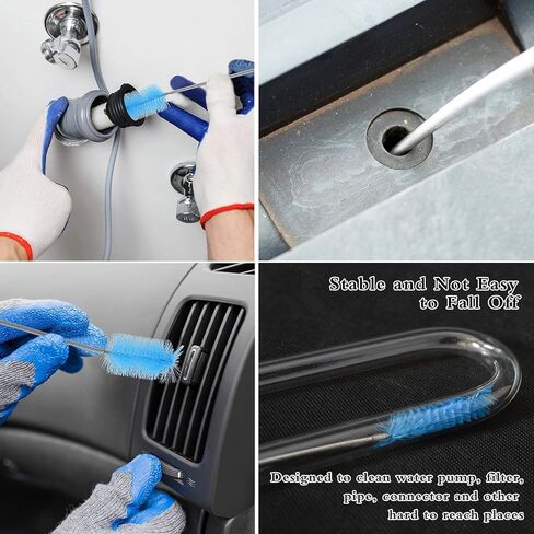 11 Pcs Long Straw Brush, Pipe Cleaners Brush,61Inch Stainless Steel Double-Ended Hose Brush 7.8Inch Nylon Long Tube Cleaning Brush for Home Kitchen Sink Plumbing in Kuwait