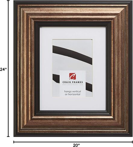 Craig Frames 21307201 20 x 24 Inch Aged Copper and Black Picture Frame Matted to Display a 16 x 20 Inch Photo in Kuwait