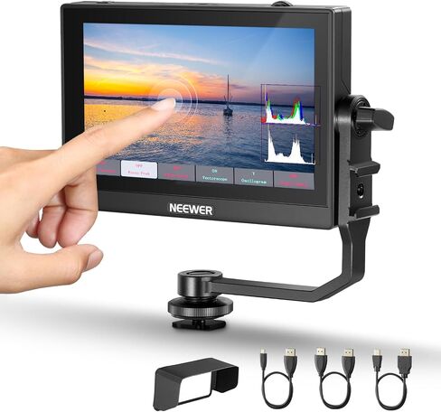 NEEWER F500 5.5 Inch Camera Field Monitor, HDR Touch Screen with 3D LUT, Waveform, Vector Scope, Full HD 1920x1080 IPS 4K HDMI Loop in/Out DSLR Video Peaking Focus Assist, Tilt Arm, Battery & Charger in Saudi Arabia