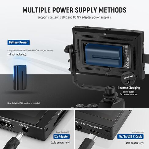 NEEWER F500 5.5 Inch Camera Field Monitor, HDR Touch Screen with 3D LUT, Waveform, Vector Scope, Full HD 1920x1080 IPS 4K HDMI Loop in/Out DSLR Video Peaking Focus Assist, Tilt Arm, Battery & Charger in Saudi Arabia