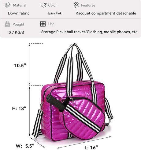 Pink Pickleball Bag for Women, Crossbody Pickleball Paddle Bag, Tote, Backpack,Sling bag for Paddle Pickleball Equipment,Tennis Bags, Christmas Gift, Large Capacity for Water Bottle Pocket & Shoes in Saudi Arabia