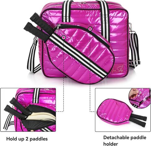 Pink Pickleball Bag for Women, Crossbody Pickleball Paddle Bag, Tote, Backpack,Sling bag for Paddle Pickleball Equipment,Tennis Bags, Christmas Gift, Large Capacity for Water Bottle Pocket & Shoes in Saudi Arabia
