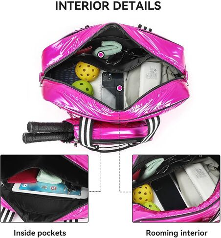 Pink Pickleball Bag for Women, Crossbody Pickleball Paddle Bag, Tote, Backpack,Sling bag for Paddle Pickleball Equipment,Tennis Bags, Christmas Gift, Large Capacity for Water Bottle Pocket & Shoes in Saudi Arabia