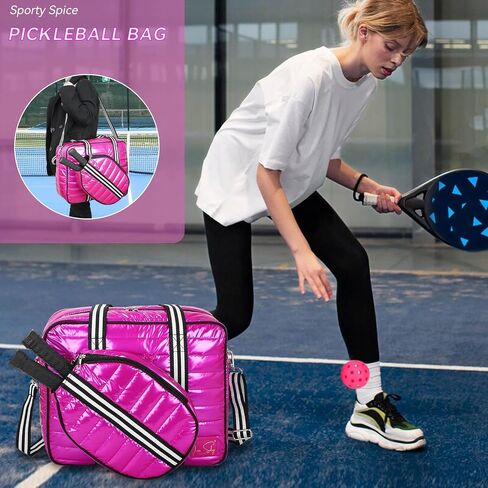 Pink Pickleball Bag for Women, Crossbody Pickleball Paddle Bag, Tote, Backpack,Sling bag for Paddle Pickleball Equipment,Tennis Bags, Christmas Gift, Large Capacity for Water Bottle Pocket & Shoes in Saudi Arabia