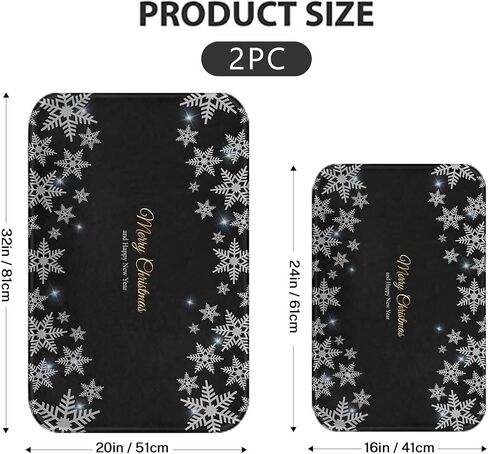 ArtSocket Christmas Bathroom Rug Set of 2 Black Christmas Snowflake Floor Rug Bath Mat Bathroom Decorations Carpets 16x24 and 20x32 Inches Christmas Decor in Kuwait