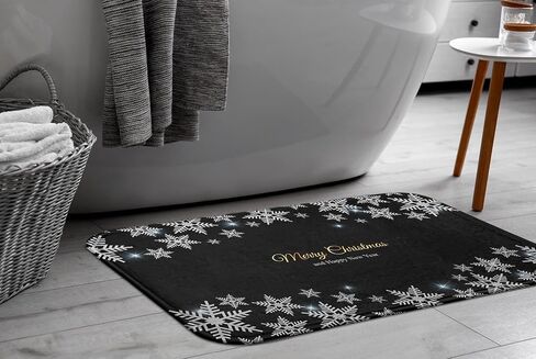 ArtSocket Christmas Bathroom Rug Set of 2 Black Christmas Snowflake Floor Rug Bath Mat Bathroom Decorations Carpets 16x24 and 20x32 Inches Christmas Decor in Kuwait