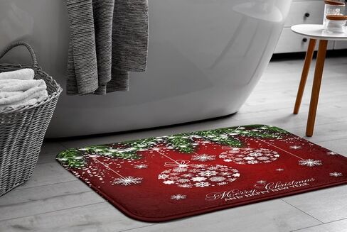 ArtSocket Christmas Bathroom Rug Set of 2 Black Christmas Snowflake Floor Rug Bath Mat Bathroom Decorations Carpets 16x24 and 20x32 Inches Christmas Decor in Kuwait