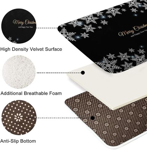 ArtSocket Christmas Bathroom Rug Set of 2 Black Christmas Snowflake Floor Rug Bath Mat Bathroom Decorations Carpets 16x24 and 20x32 Inches Christmas Decor in Kuwait