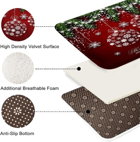 ArtSocket Christmas Bathroom Rug Set of 2 Black Christmas Snowflake Floor Rug Bath Mat Bathroom Decorations Carpets 16x24 and 20x32 Inches Christmas Decor in Kuwait