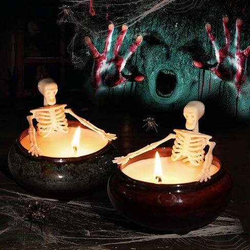 2 Pack Skeleton Candle, Halloween Decorations Indoor Halloween Decor Candles for Bathroom kitchen Room Tables, Long Burning Soy Candle with Gothic Design, Vintage Halloween Gifts for Women Men Friends in Saudi Arabia