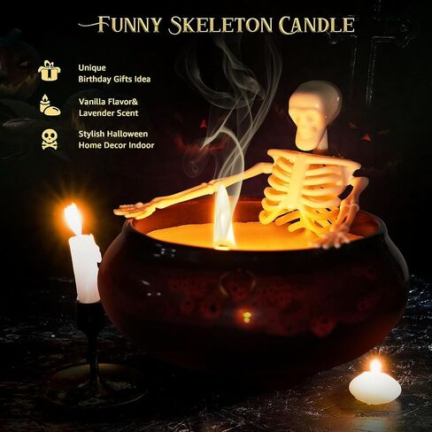 2 Pack Skeleton Candle, Halloween Decorations Indoor Halloween Decor Candles for Bathroom kitchen Room Tables, Long Burning Soy Candle with Gothic Design, Vintage Halloween Gifts for Women Men Friends in Saudi Arabia