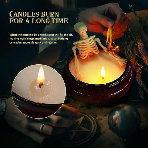 2 Pack Skeleton Candle, Halloween Decorations Indoor Halloween Decor Candles for Bathroom kitchen Room Tables, Long Burning Soy Candle with Gothic Design, Vintage Halloween Gifts for Women Men Friends in Saudi Arabia