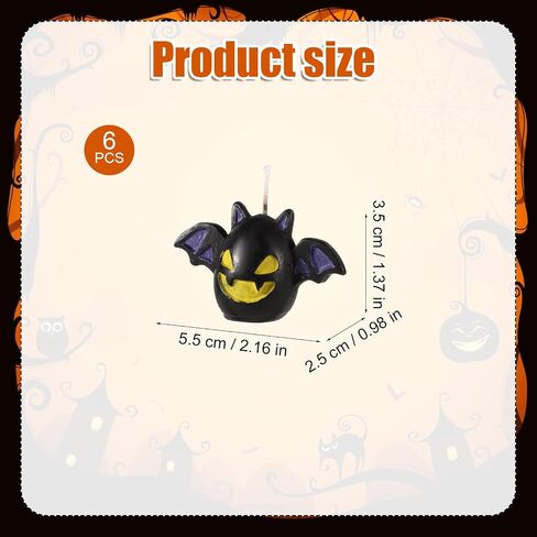 6pcs Halloween Candles, Cute Novelty Bat Shaped Candle Halloween Spooky Candles Scented Candle Gifts for Halloween Party Home Room Bedroom Table Decorations in Saudi Arabia