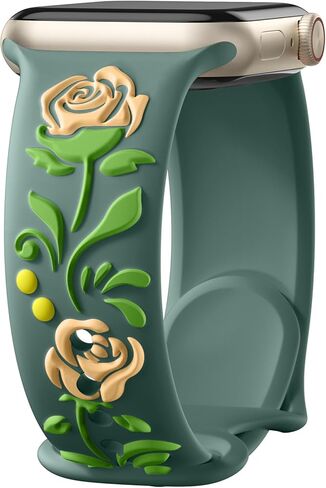 Wepro 3D Floral Embossed Band Compatible with Apple Watch Band Women 40mm 41mm 38mm 44mm 45mm 49mm 42mm, Engraved Cute Flower Soft Silicone Dressy Band for iWatch Series 9 8 7 6 5 4 3 2 1 Ultra SE in Saudi Arabia