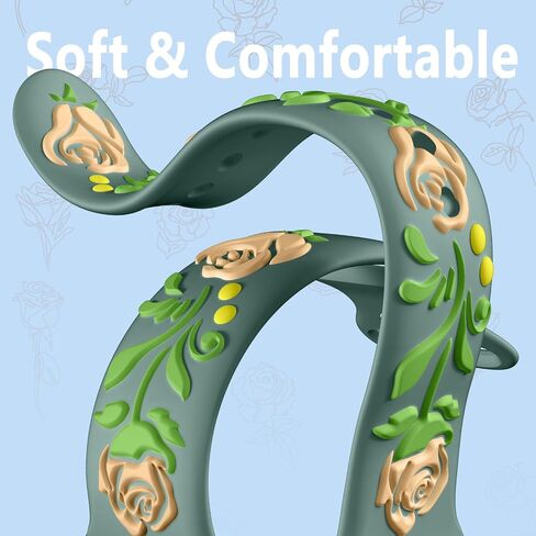 Wepro 3D Floral Embossed Band Compatible with Apple Watch Band Women 40mm 41mm 38mm 44mm 45mm 49mm 42mm, Engraved Cute Flower Soft Silicone Dressy Band for iWatch Series 9 8 7 6 5 4 3 2 1 Ultra SE in Saudi Arabia