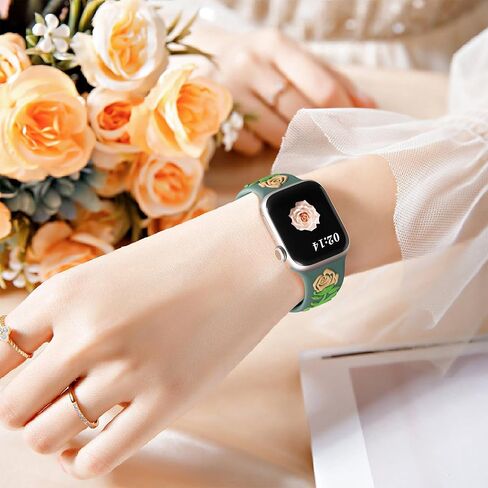 Wepro 3D Floral Embossed Band Compatible with Apple Watch Band Women 40mm 41mm 38mm 44mm 45mm 49mm 42mm, Engraved Cute Flower Soft Silicone Dressy Band for iWatch Series 9 8 7 6 5 4 3 2 1 Ultra SE in Saudi Arabia