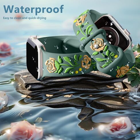Wepro 3D Floral Embossed Band Compatible with Apple Watch Band Women 40mm 41mm 38mm 44mm 45mm 49mm 42mm, Engraved Cute Flower Soft Silicone Dressy Band for iWatch Series 9 8 7 6 5 4 3 2 1 Ultra SE in Saudi Arabia