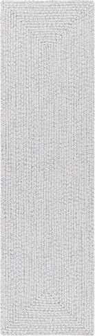 SAFAVIEH Braided Collection 2'3" x 6' Silver/Grey BRD315F Handmade Country Cottage Reversible Runner Rug in Saudi Arabia