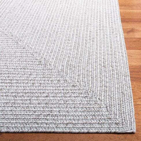 SAFAVIEH Braided Collection 2'3" x 6' Silver/Grey BRD315F Handmade Country Cottage Reversible Runner Rug in Saudi Arabia