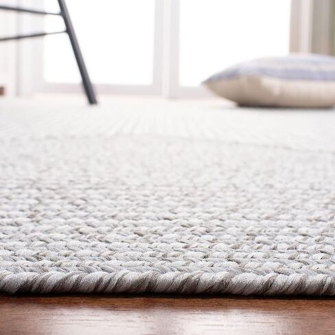 SAFAVIEH Braided Collection 2'3" x 6' Silver/Grey BRD315F Handmade Country Cottage Reversible Runner Rug in Saudi Arabia